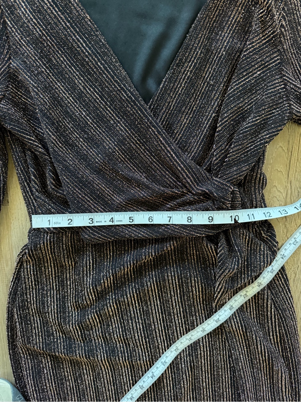 Metalic glitter rose gold stripe body con dress - Picture 7 of 9